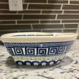 Polish Pottery Boleslawiec Blue and White Ceramic Heart-Shaped Bowl